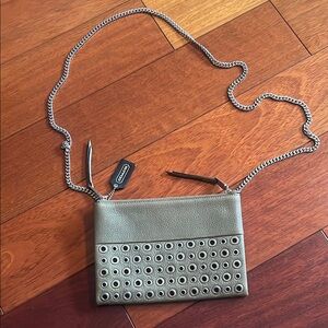 Silver Crossbody Bag with Eyelet Design